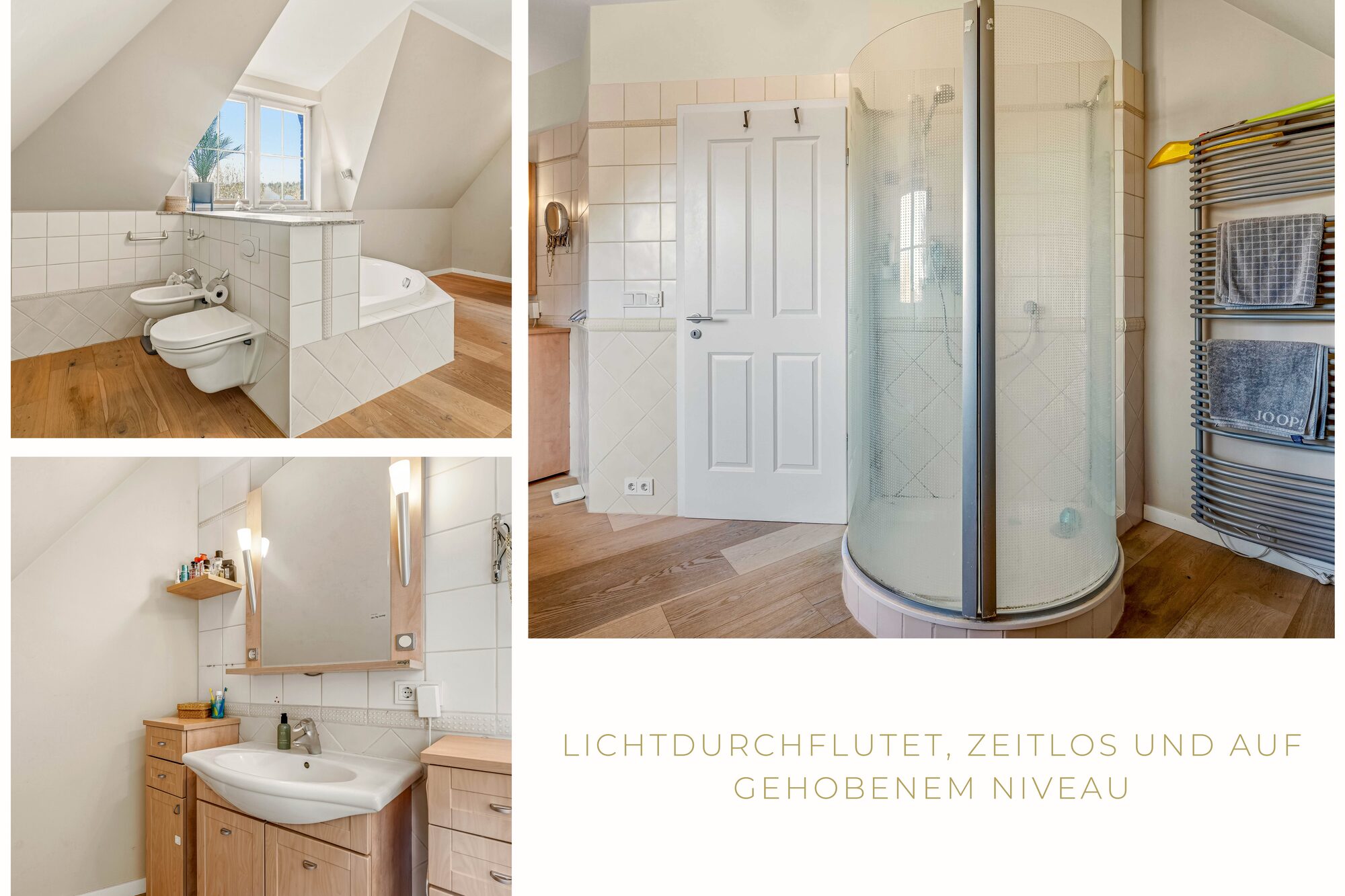 Hauptbad mit Eckbadewanne und Dusche