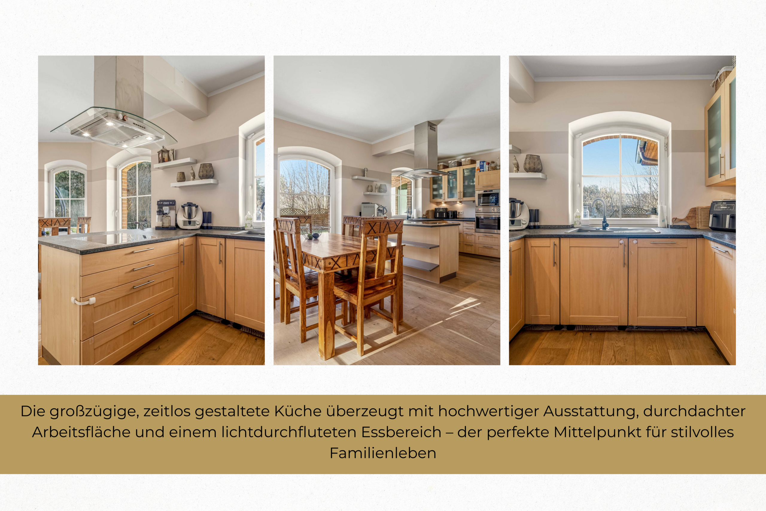 Großzügige Küche mit Kochinsel und Essbereich in Einfamilienhaus in Bernau bei Berlin, lichtdurchflutet und hochwertig ausgestattet